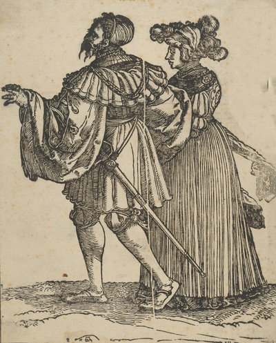 Koppel loopt naar links VI, uit De Bruiloftsdansers herdruk door Hans Schäufelein the Elder