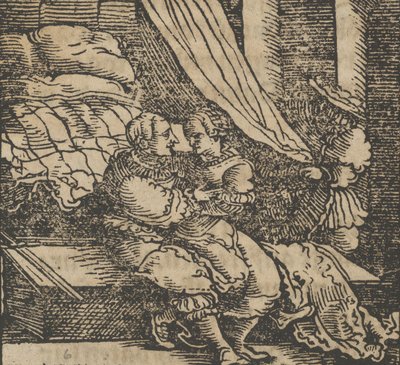 Ghismonda, Guiscardo en de Prins van Salerno, uit De Decamerone, voor 1534 door Hans Schäufelein the Elder