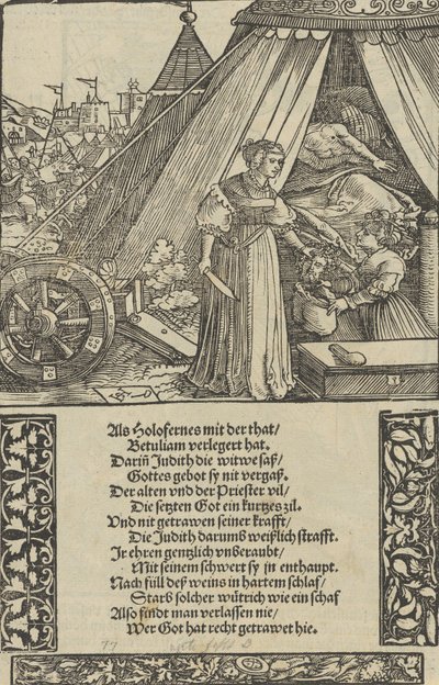 Judith met het hoofd van Holophernes, uit Das Büchle Memorial door Hans Schäufelein the Elder
