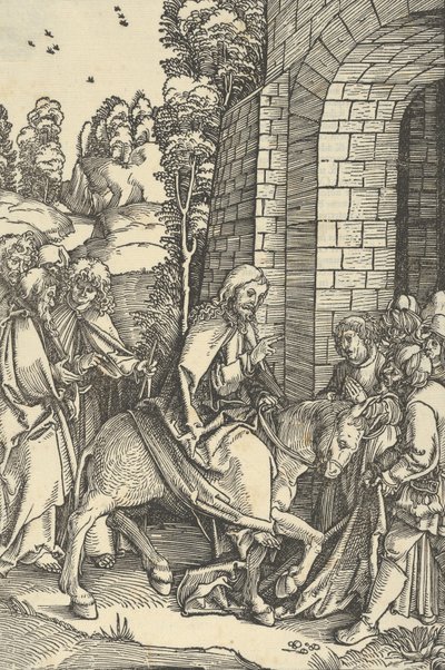 De intocht in Jeruzalem, uit Speculum passionis domini nostri Ihesu Christi door Hans Schäufelein the Elder
