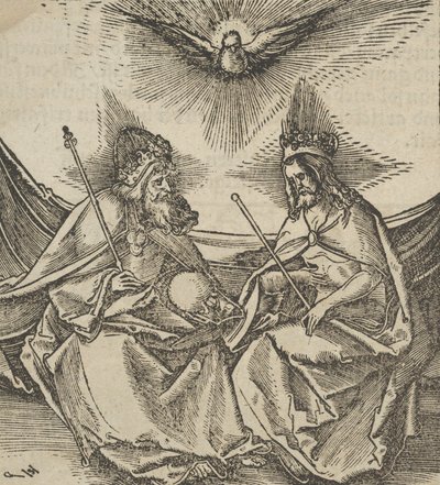 De Heilige Drie-eenheid, uit Hymmelwagen auff dem, wer wol leeft door Hans Schäufelein the Elder