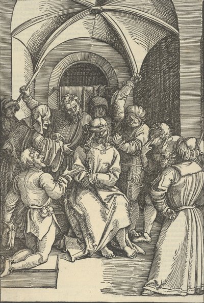 De Bespotting van Christus, uit Speculum passionis domini nostri Ihesu Christi, 1507 door Hans Schäufelein the Elder