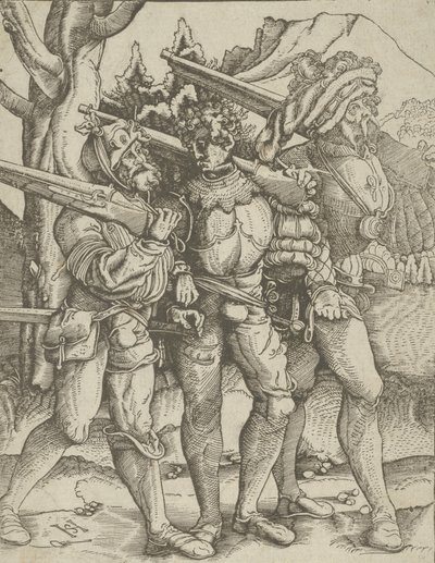 Drie Soldaten met Musketten, ca. 1511-1515 door Hans Schäufelein the Elder