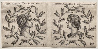 Bustes van keizer Trajanus en Domitia Calvilla door Hans Sebald Beham