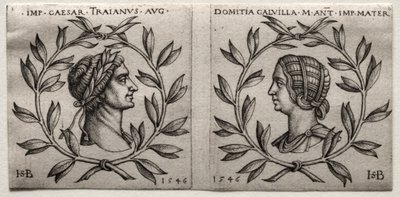 Bustes van keizer Trajanus en Domitia Calvilla, 1546 door Hans Sebald Beham