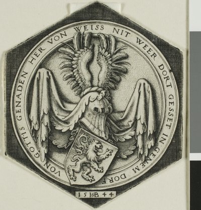 Wapen met een staande leeuw door Hans Sebald Beham