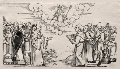 Geschil tussen Luther en een katholieke theoloog door Hans Sebald Beham