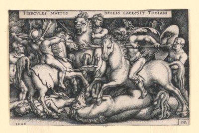 Hercules vecht tegen de Trojanen door Hans Sebald Beham