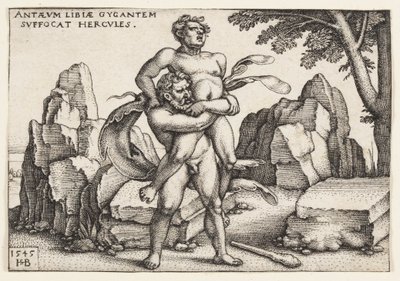Hercules en Antaeus door Hans Sebald Beham
