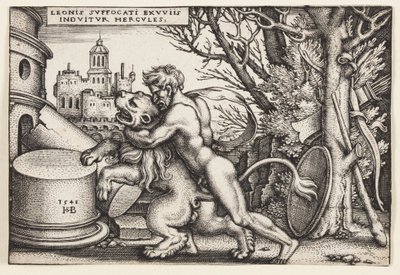 Hercules en de Nemeïsche leeuw door Hans Sebald Beham
