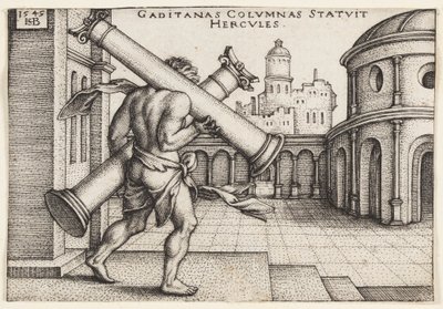 Hercules met de Zuilen van Hercules door Hans Sebald Beham