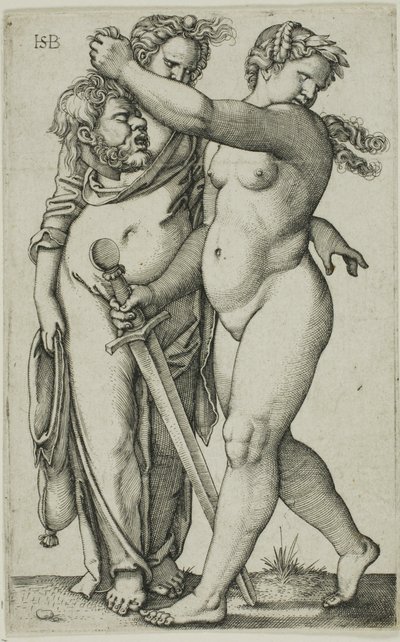 Judith loopt naar links, en haar bediende door Hans Sebald Beham