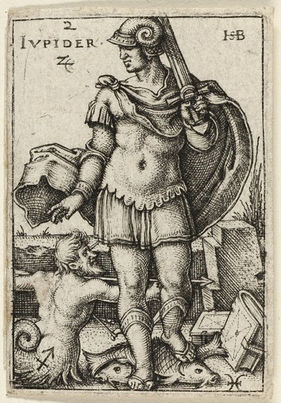 Jupiter, plaat twee uit De zeven planeten met de dierenriemen door Hans Sebald Beham