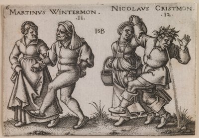 "November en december" uit de serie "Het boerenfeest of de twaalf maanden". door Hans Sebald Beham