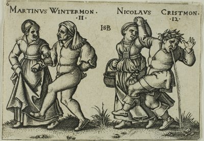 November en december, plaat 6 uit Het Boerenfeest, of De Twaalf Maanden door Hans Sebald Beham