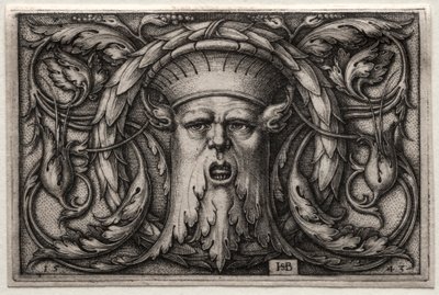 Ornament van satershoofd en krans, 1543 door Hans Sebald Beham