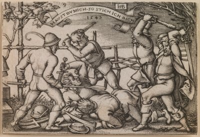 "Boerengevecht" uit de serie "Het Boerenfeest of De Twaalf Maanden". door Hans Sebald Beham