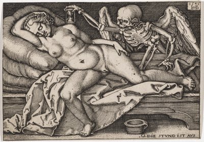 Slapend meisje en de Dood, 1548 door Hans Sebald Beham
