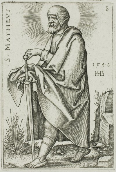 Sint Matteüs, plaat 8 uit De Twaalf Apostelen door Hans Sebald Beham