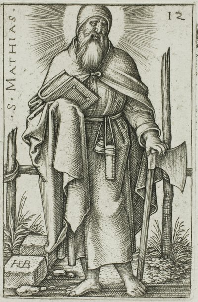 St. Matthias, plaat 12 uit De twaalf apostelen door Hans Sebald Beham