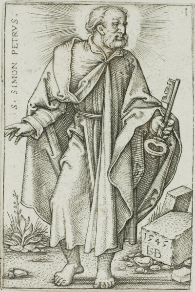 Sint Petrus, plaat 1 uit De Twaalf Apostelen door Hans Sebald Beham