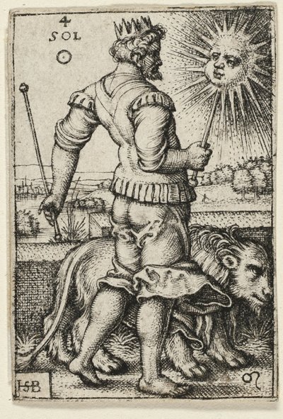 Zon, plaat vier uit De Zeven Planeten met de Dierenriemtekens door Hans Sebald Beham