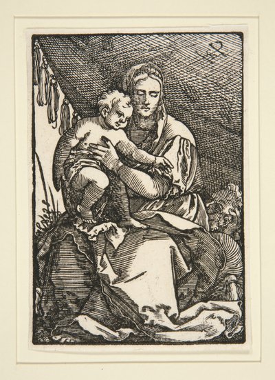 De Heilige Familie onder het baldakijn door Hans Sebald Beham