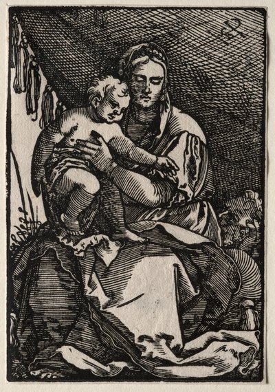 De Heilige Familie onder een Tent door Hans Sebald Beham