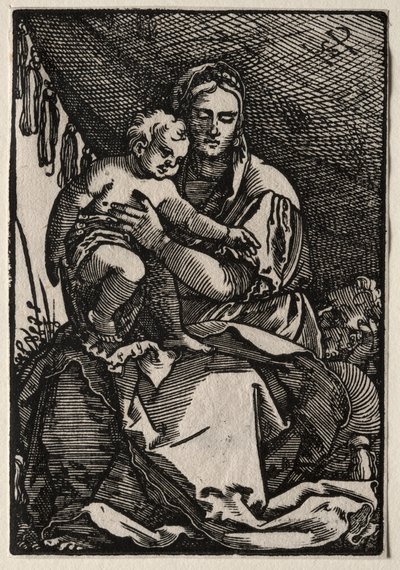 De Heilige Familie onder een tent door Hans Sebald Beham