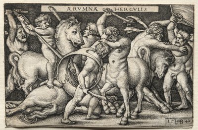 De Werken van Hercules: Hercules verslaat de Centauren, 1542 door Hans Sebald Beham