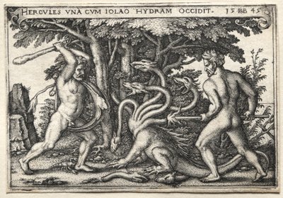 De werken van Hercules: Hercules doodt de Lerneïsche Hydra door Hans Sebald Beham