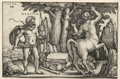 De werken van Hercules: Hercules schiet Nessus neer, 1542 door Hans Sebald Beham