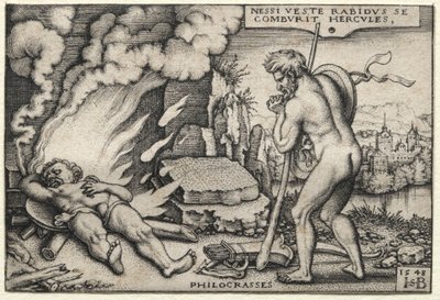 Hercules op zijn brandstapel, 1548. door Hans Sebald Beham