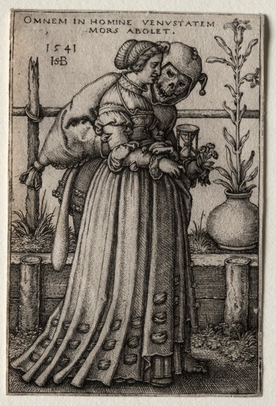 De Dame van de Dood Vermomd als een Dwaas, 1541 door Hans Sebald Beham