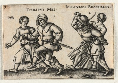 De Boerenbruiloft of de Twaalf Maanden: 5-Philipus Mei 6-Johannes Brachmon door Hans Sebald Beham