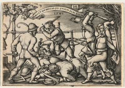 De Boerenbruiloft of de Twaalf Maanden: Nr. 9, 1547 door Hans Sebald Beham