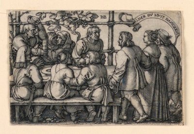 Het boerenfeest (Alder du must danczen) door Hans Sebald Beham