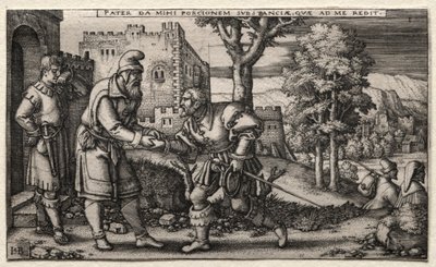 De verloren zoon: Vertrek van de verloren zoon door Hans Sebald Beham