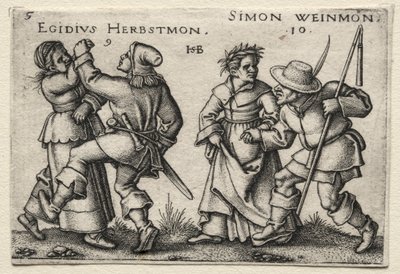 Het Dorpshuwelijk: Egidius Herbstmon / Simon Weimon door Hans Sebald Beham