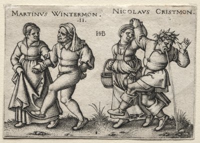 Het Dorpshuwelijk: Martinus Wintermon / Nicolaus Cristmon door Hans Sebald Beham