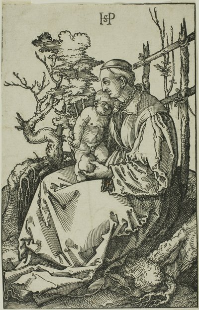 De Maagd met de Peer en het Kind op de Bank door Hans Sebald Beham