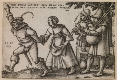 "Het einde van het jaar" uit de serie "Het boerenfeest of de twaalf maanden". door Hans Sebald Beham