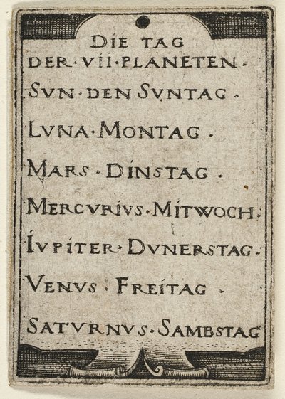 Titelpagina, uit De zeven planeten met de dierenriemen door Hans Sebald Beham
