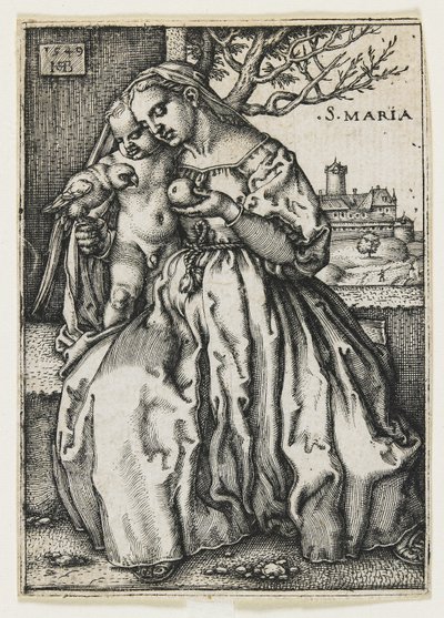 Maagd en Kind met een Papegaai, 1549 door Hans Sebald Beham