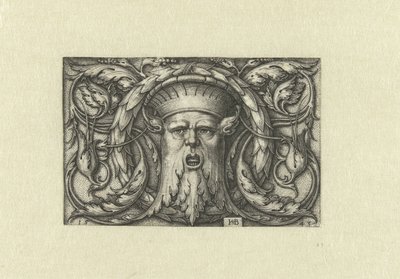 Vlakdecoratie. Masker met een kroon door Hans Sebald Beham