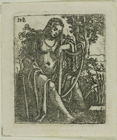 Vrouw met een harp door Hans Sebald Beham