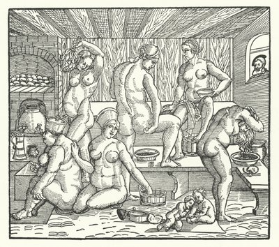 Vrouwen baden door Hans Sebald Beham