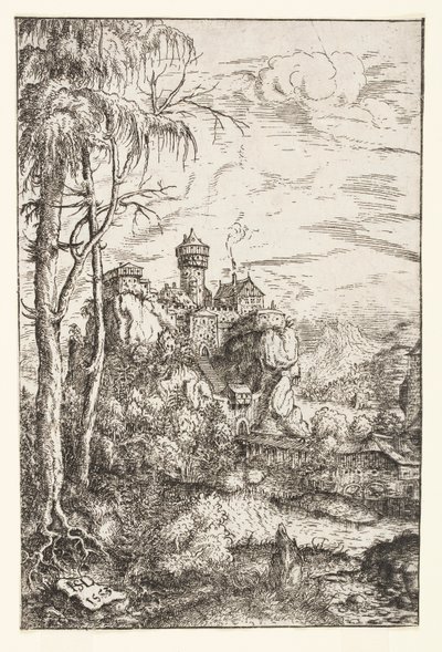 Landschap met kasteel en brug door Hans Sebald Lautensack