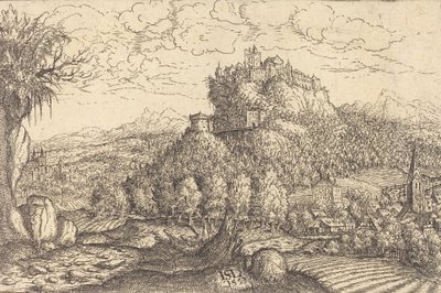 Landschap met een kasteel in het midden, 1553 door Hans Sebald Lautensack
