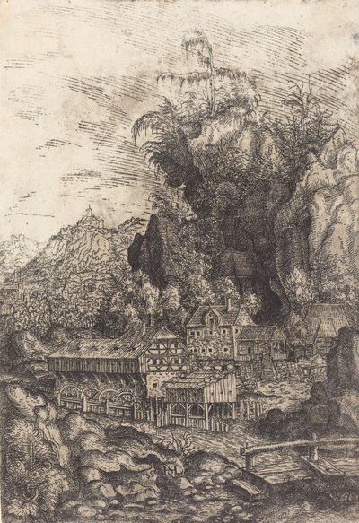 Landschap met een Watermolen door Hans Sebald Lautensack